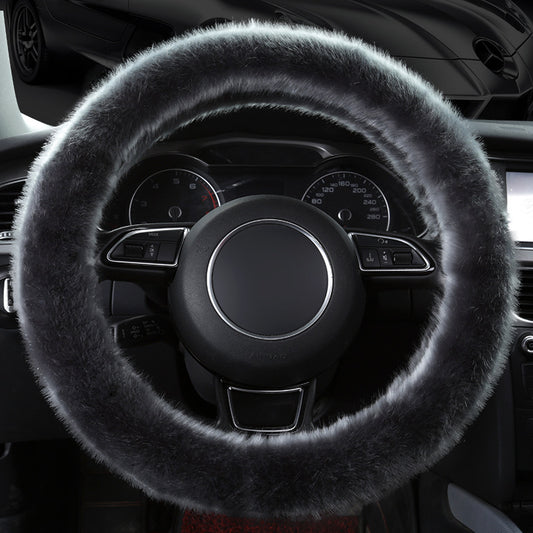 Winter warm short plush car steering wheel cover